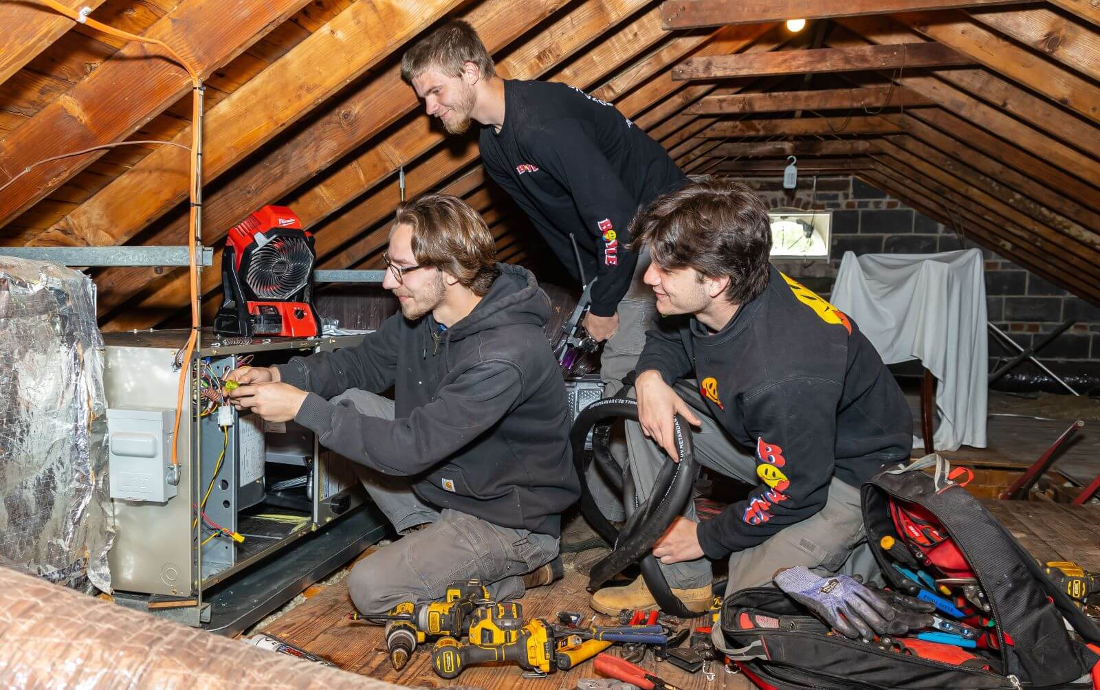 Boyle technicians repairing an HVAC