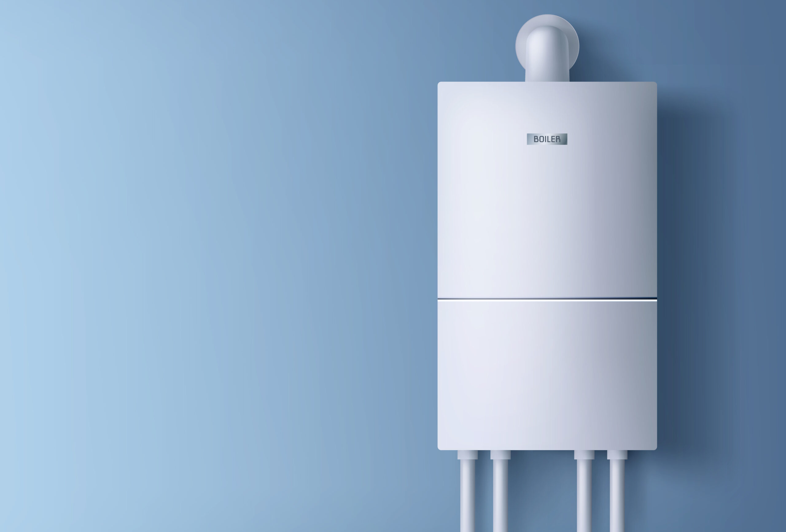 Gas Boiler hanging on wall.
